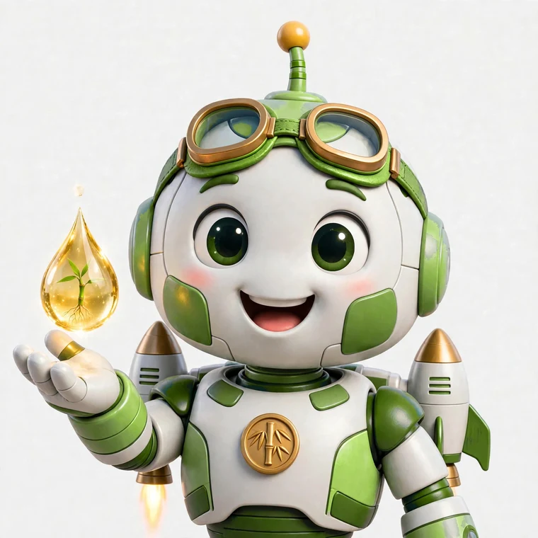 Growty with the golden drop and the bamboo sprout in his palm